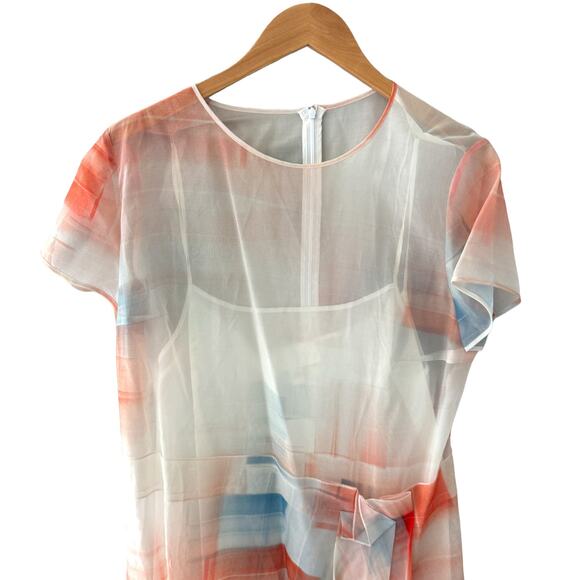 Hugo Boss Asymmetrical Difuna Silk Blend Collage Print Cocktail Dress Size 12 - Picture 3 of 8